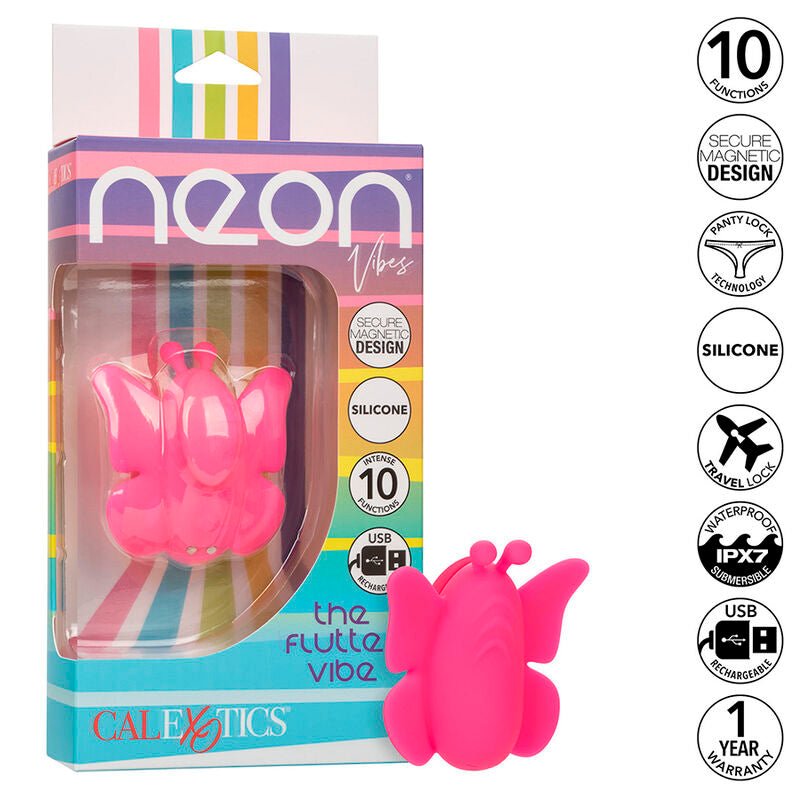 CALEXOTICS - NEON VIBES THE FLUTTER VIBE STIMULATOR 10 VIBRATIONS PINK - Kink&Play