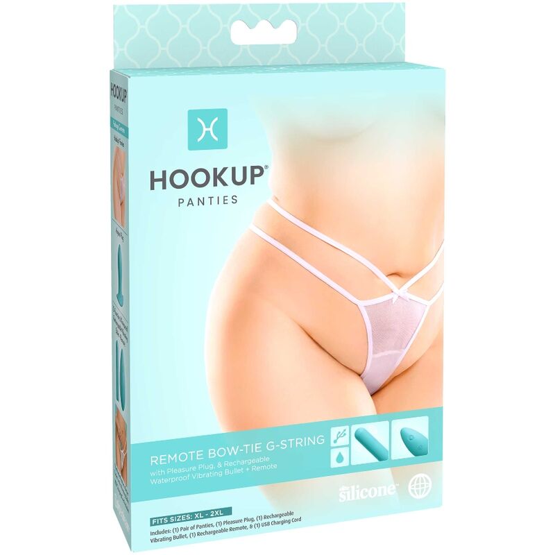 HOOK UP PANTIES - REMOTE BOW - TIE G - STRING SIZE XL/XXL - Kink&Play