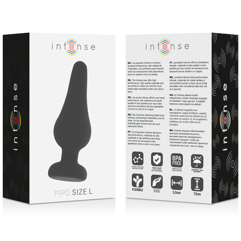 INTENSE - ANAL PLUG PIPO L BLACK SILICONE 13 CM - Kink&Play