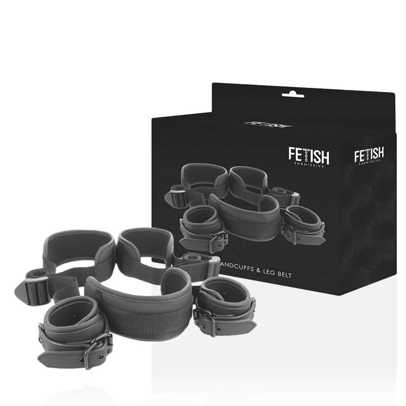 FETISH SUBMISSIVE - OPEN LEGS POSITION WITH NOPRENE LINING HANDCUFFS - Kink&Play