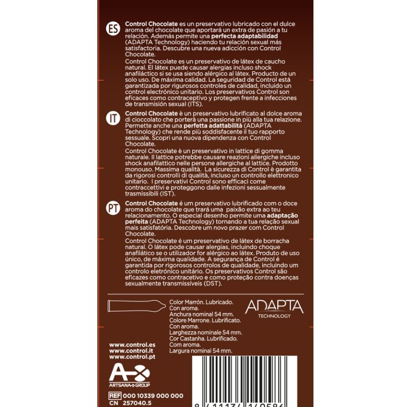 CONTROL - ADAPTA CHOCOLATE CONDOMS 12 UNITS - Kink&Play