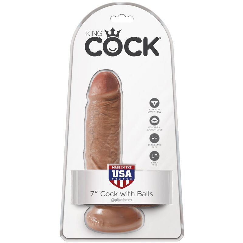 KING COCK - REALISTISK PENIS MED PUNG 13,2 CM KARAMELL