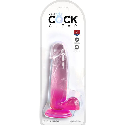 KING COCK - KLAR REALISTISK PENIS MED PUNG 15,2 CM ROSA
