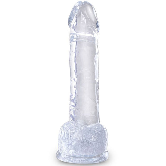 KING COCK - KLAR REALISTISK PENIS MED PUNG 15,2 CM TRANSPARENT
