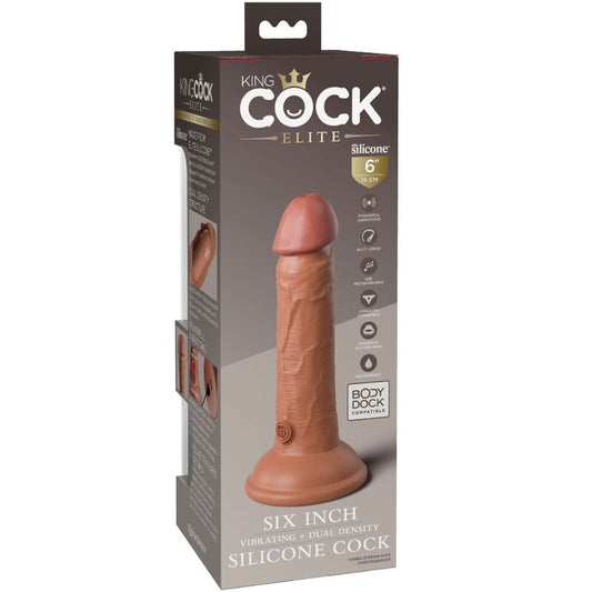 KING COCK - ELITE REALISTISK DILDO VIBRERANDE, SILIKON 15,2 CM KARAMELL