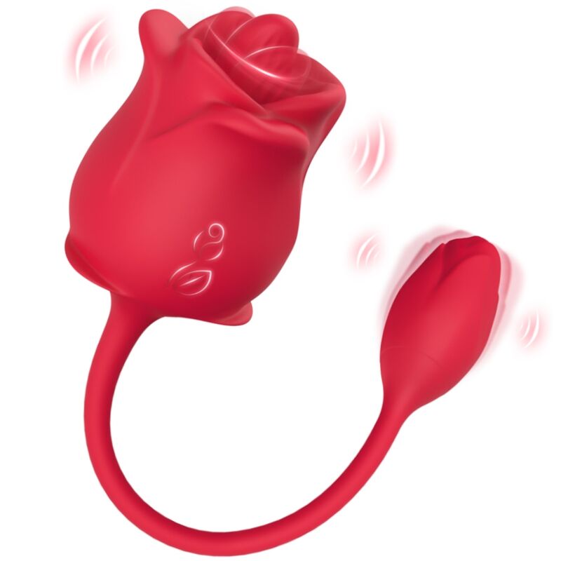 ARMONY - ROSA 2-I-1 SUGSTIMULATOR & VIBRATOR 10 LÄGEN MED RÖD SVANS