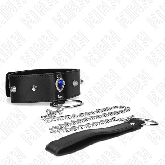 KINK - HALSBAND 65 CM MED ARMBAND MED BLÅ DIAMANTER JUSTERBART 36-43 CM X 5 CM