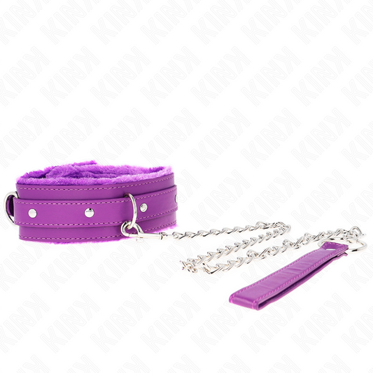 KINK - HALSBAND MED KOPPEL 65 CM MED RESTRIKTIONER LILA 36-42 CM X 5,5 CM
