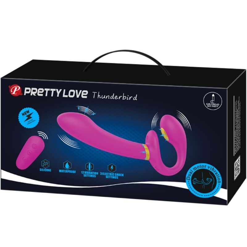 PRETTY LOVE – THUNDERBIRD DUBBEL STRAP-ON VIBRATOR FJÄRRKONTROLL LILA
