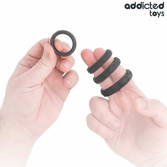 ADDICTED TOYS - TEXTURED COCK RING SET 4 SIZES