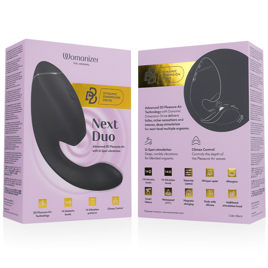 WOMANIZER - DUO NEXT DUAL KLITORIS- & G-PUNKTSSTIMULATOR SVART