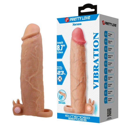 PRETTY LOVE - XERXES PENIS SLEEVE WITH CLITORAL STIMULATOR AND VIBRATION