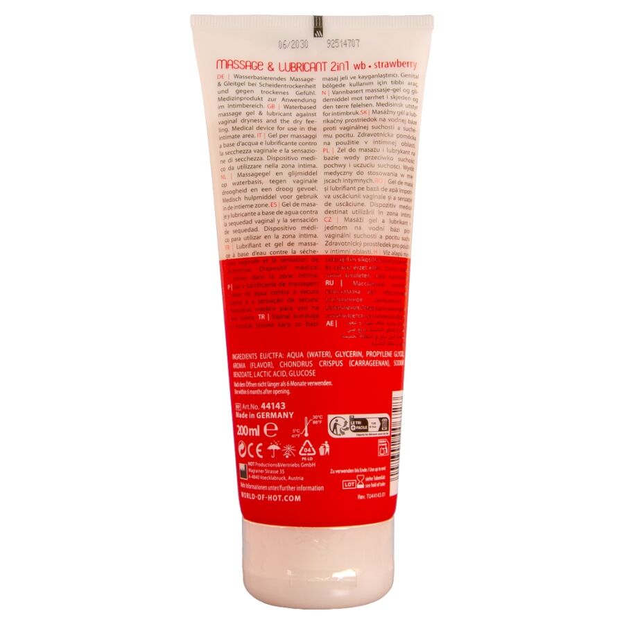 HOT - MASSAGE & GLIDMEDEL 2IN1 JORDGUBB 200 ML