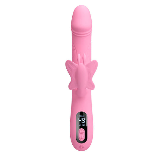 PRETTY LOVE - BELLA KANINVIBRATOR MED FJÄRILSTIMULERING OCH LED ROSA