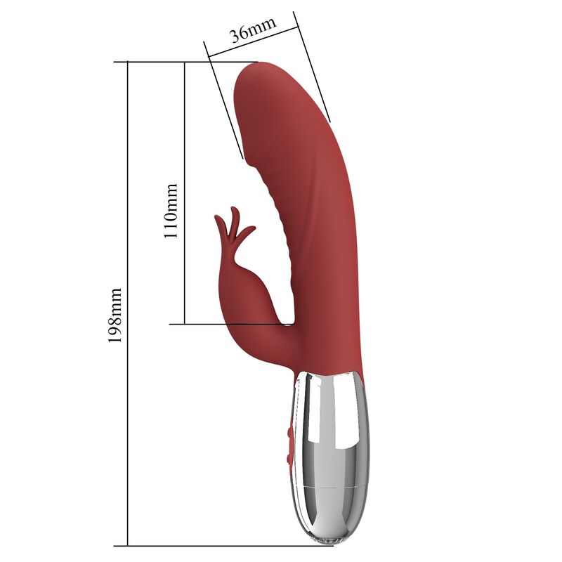 PRETTY LOVE - ROSEWOOD KANINVIBRATOR 30 FUNKTIONER USB-UPPLADDNINGSBAR RÖD