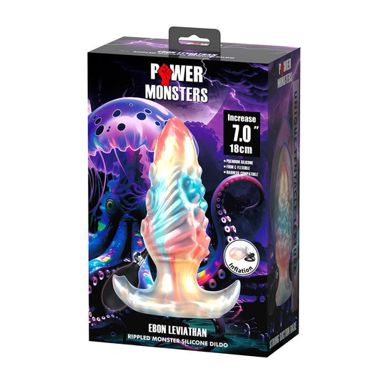 POWER MONSTERS - EBON LEVIATHAN TRICOLOR UPPBLÅSBAR FANTASY ANALPLUGG 18 CM