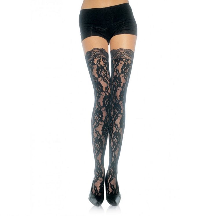 LEG AVENUE - FLORAL LACE STOCKINGS - Kink&Play