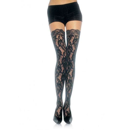 LEG AVENUE - FLORAL LACE STOCKINGS - Kink&Play