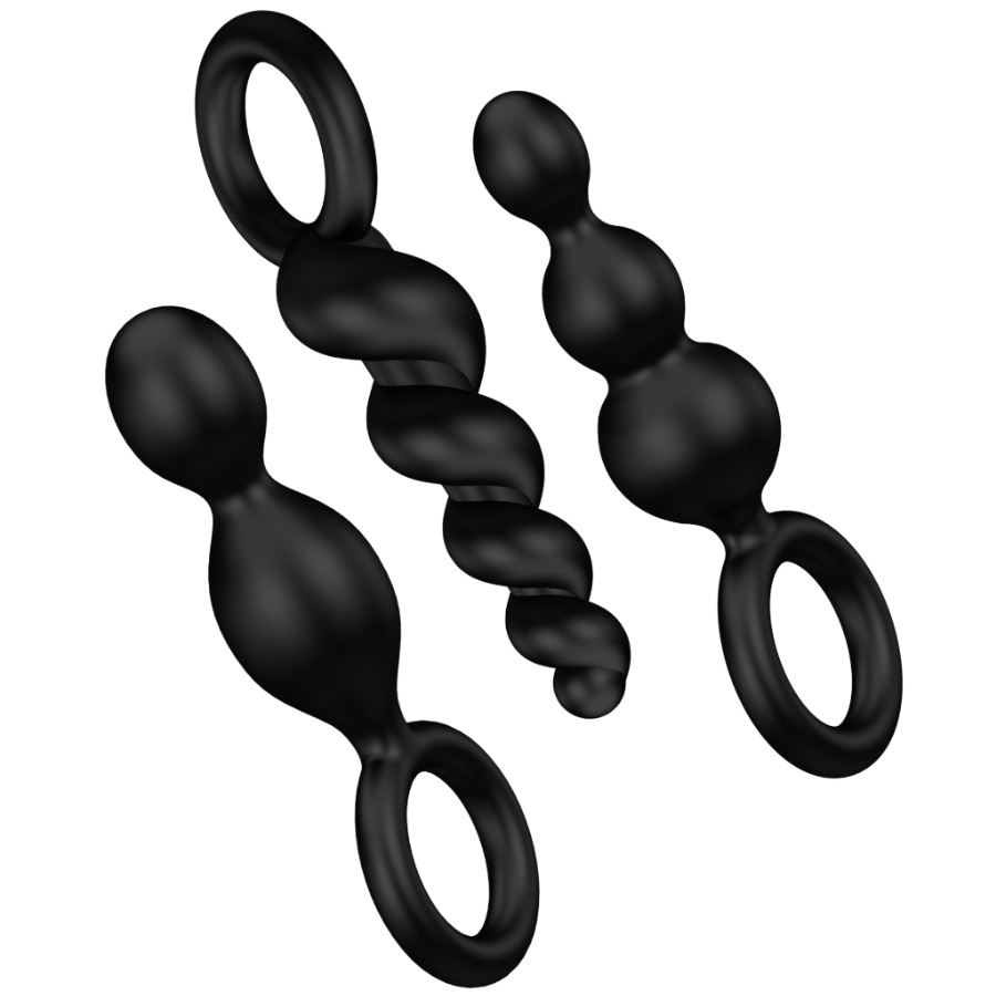 SATISFYER - ANALPLUGGAR SET 3 DELAR SVART