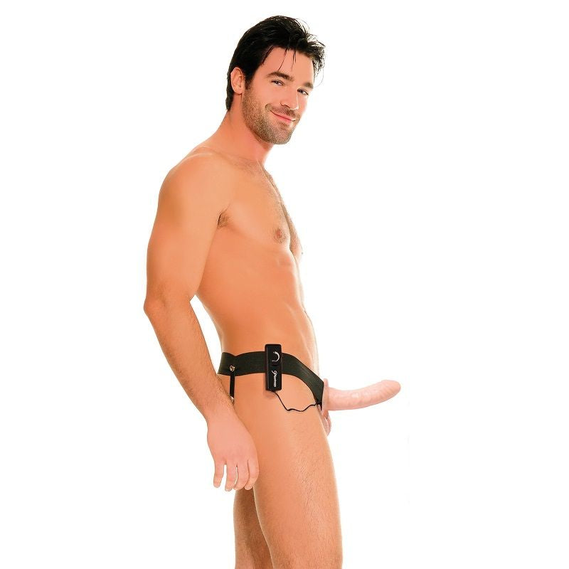 FETISH FANTASY SERIES - HOLLOW VIBRATOR HARNESS FOR HIM AND HER NATURAL 14CM - Kink&Play