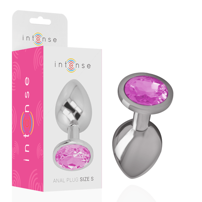 INTENSE - ALUMINUM METAL ANAL PLUG WITH PINK CRYSTAL SIZE S - Kink&Play