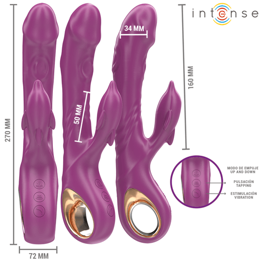 INTENSE - HALLE MULTIFUNCTION VIBRATOR WITH DOLPHIN STIMULATING TONGUE PURPLE - Kink&Play