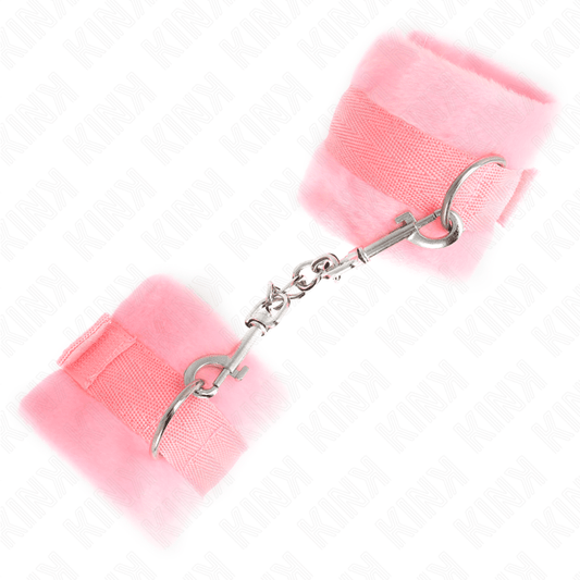 KINK - BEGINNER FUR HAND CUFFS PINK 30 X 7 CM - Kink&Play