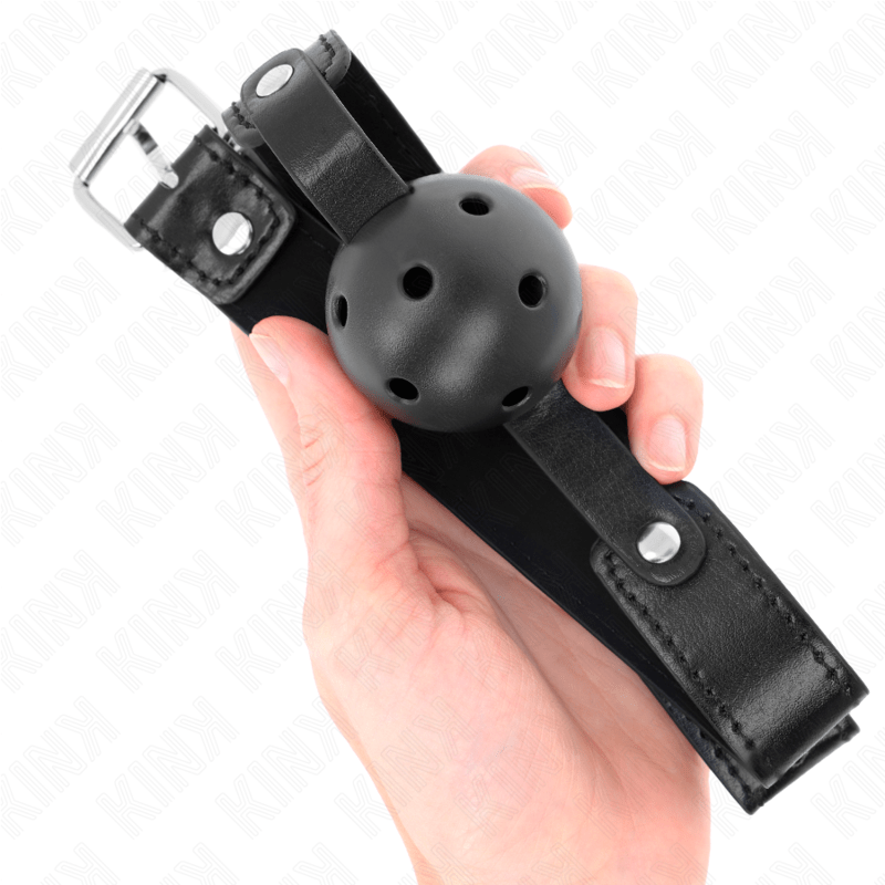 KINK - BLACK BREATHABLE BALL 4.5 CM GAG 65 x 2.5 CM - Kink&Play