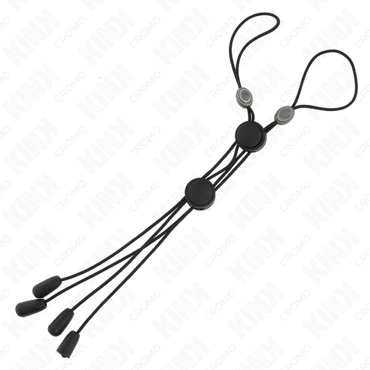 KINK - BLACK DETAIL NIPPLE CLAMPS WITH BLACK ELASTIC - Kink&Play