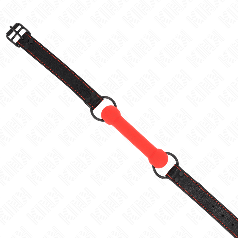 KINK - BONE GAG WITH LEATHERETTE STRAP RED ADJUSTABLE 41 - 57 CM - Kink&Play