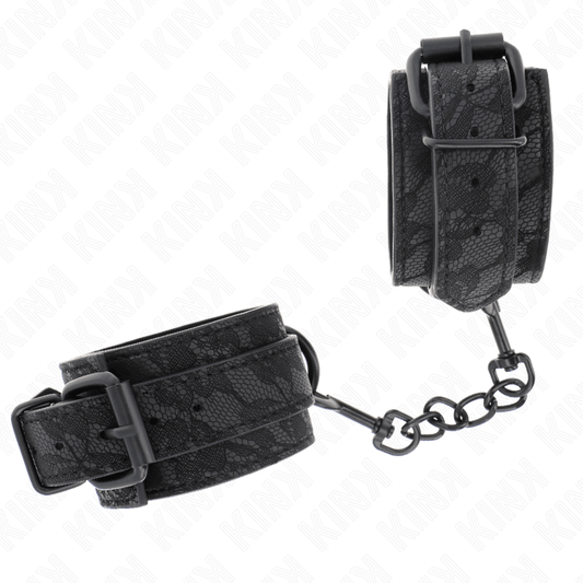 KINK - DARK LACE COVERED WRIST CUFFS ADJUSTABLE BLACK 19 - 26 CM - Kink&Play