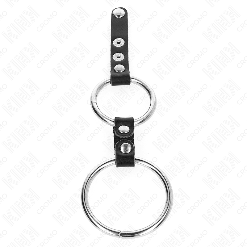 KINK - DOUBLE PENIS RING 3.8 CM TO 5 CM CONNECTED BY LEATHER - Kink&Play
