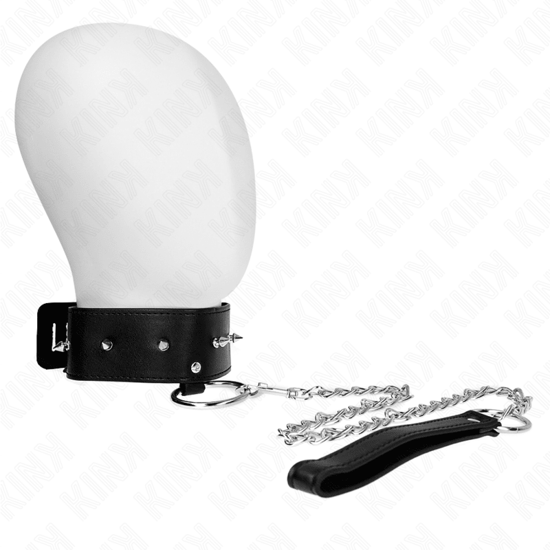 KINK - NECKLACE 65 CM WITH LEASH WITH SILVER STUDS MODEL 2 ADJUSTABLE 36 - 43 CM X 5 CM - Kink&Play