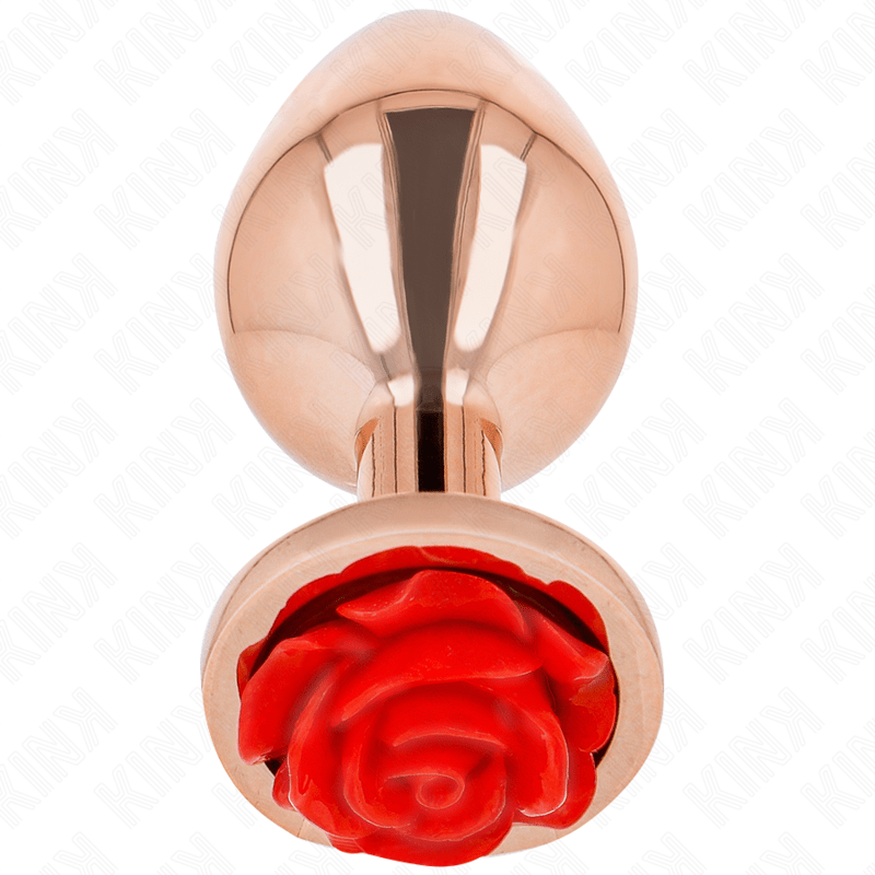 KINK - PINK GOLD ANAL PLUG WITH RED ROSE M - Kink&Play