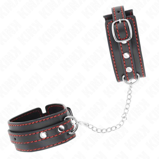 KINK - SMALL WRIST RESTRAINTS BLACK WITH RED LINING ADJUSTABLE 14 - 24 CM X 3.5 CM - Kink&Play