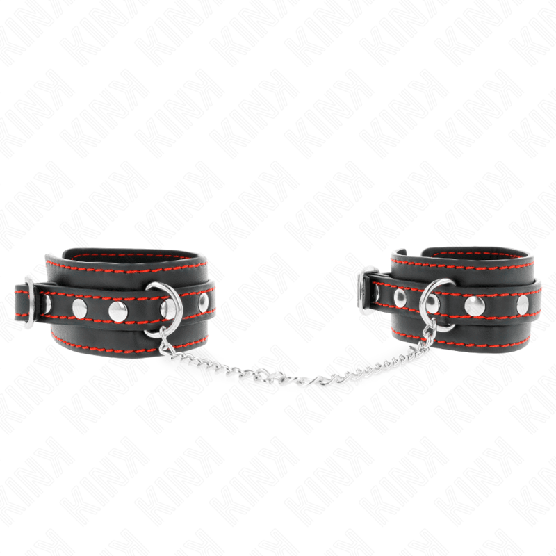 KINK - SMALL WRIST RESTRAINTS BLACK WITH RED LINING ADJUSTABLE 14 - 24 CM X 3.5 CM - Kink&Play