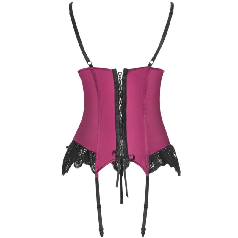 LIVCO CORSETTI FASHION - AGRAFENA CF 90436 CORSET + THONG BURGUNDY L/XL - Kink&Play