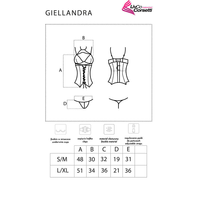 LIVCO CORSETTI FASHION - GIELLANDRA FOR THE SENSES COLLECTION CORSET + PANTY BLACK - Kink&Play