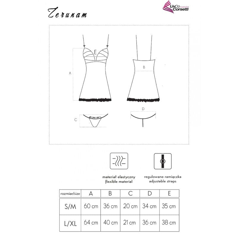 LIVCO CORSETTI FASHION - ZERUNAM SET BABYDOLL + BLACK THONG - Kink&Play
