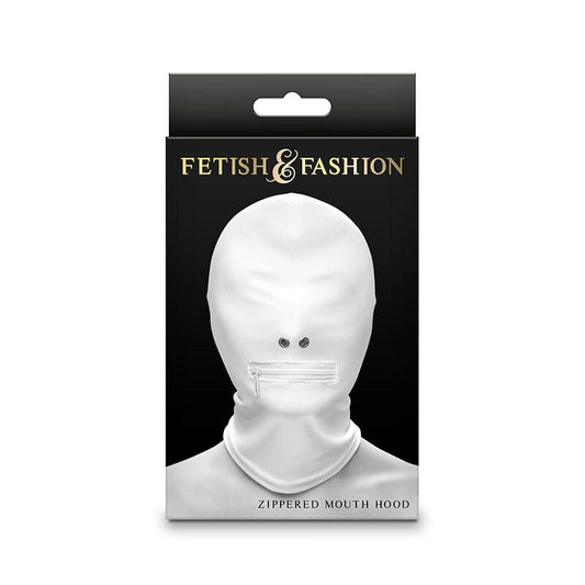 NS NOVELTIES - FETISH & FASHION CLOSED ZIPPERED MOUTH HOOD NYLON WHITE - Kink&Play