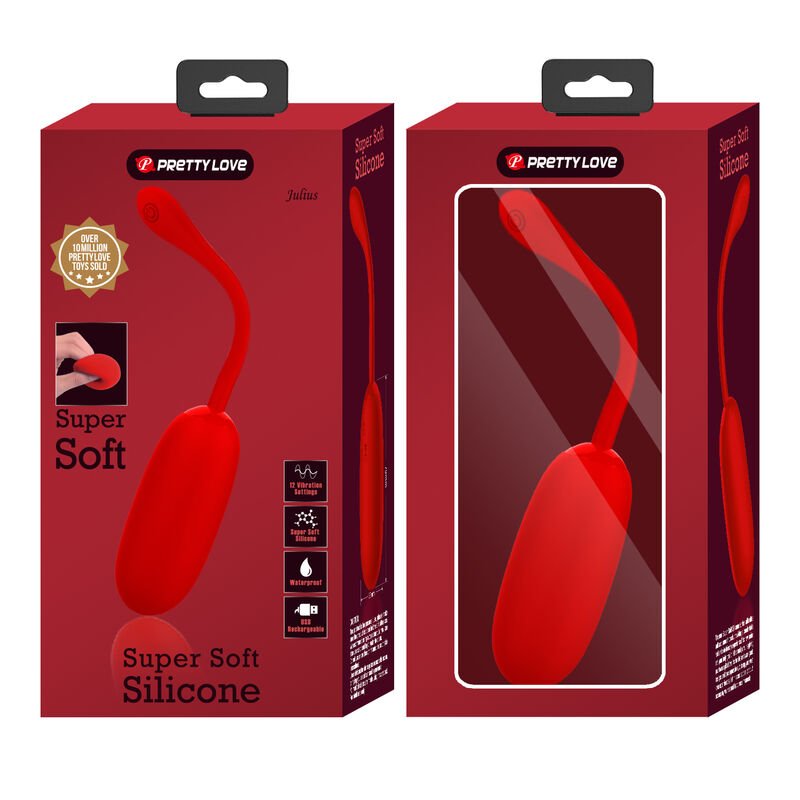 PRETTY LOVE - JULIUS WATERPROOF - RECHARGEABLE VIBRATING EGG RED - Kink&Play