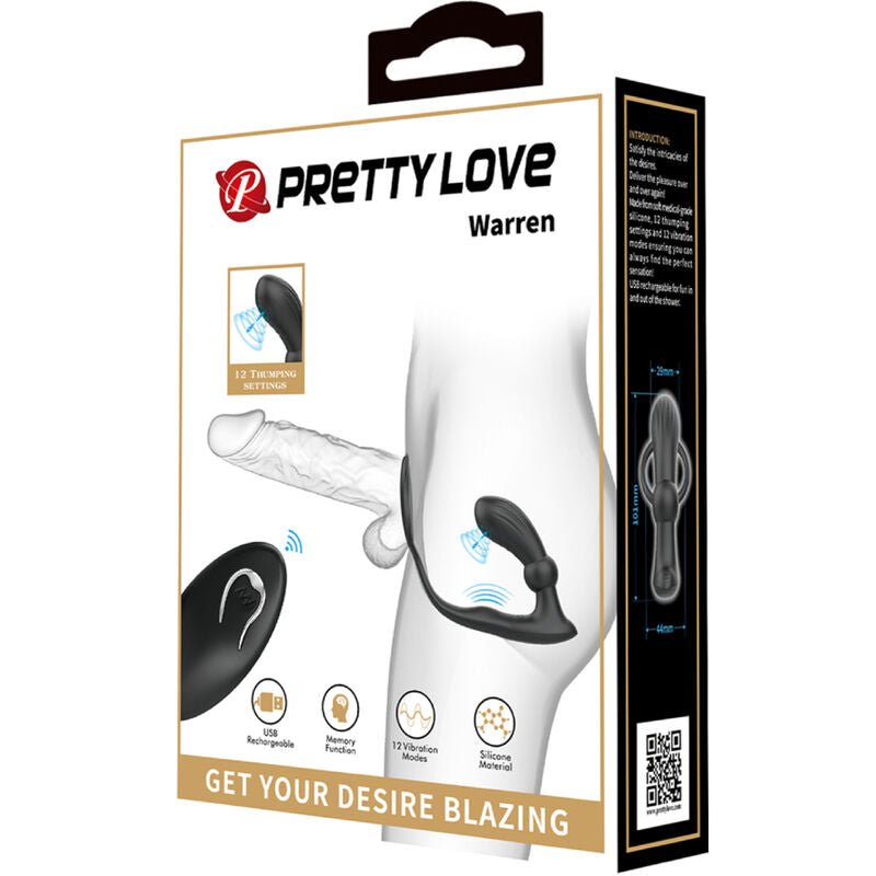 PRETTY LOVE - WARREN BLACK ANAL RING & VIBRATOR - Kink&Play