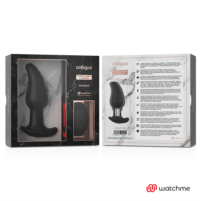 ANBIGUO - WATCHME REMOTE CONTROL ANAL PLUG VIBRATOR WITH ROTATION OF AMADEUS PEARLS - Kink&Play