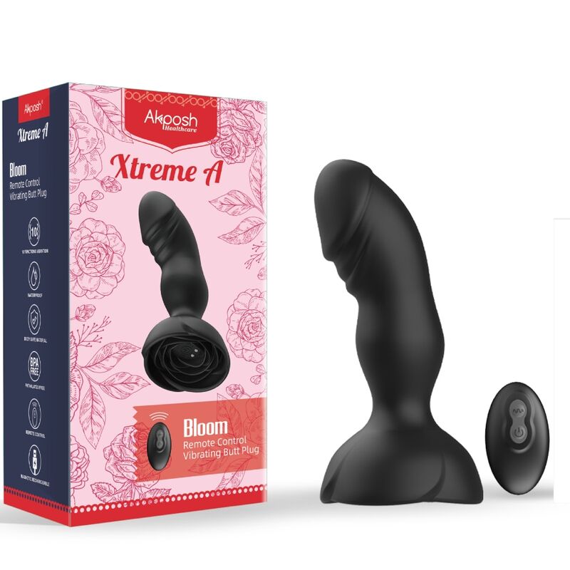 ARMONY - EXTREME A BLOOM ROSE VIBRATOR & ANAL PLUG REMOTE CONTROL BLACK - Kink&Play