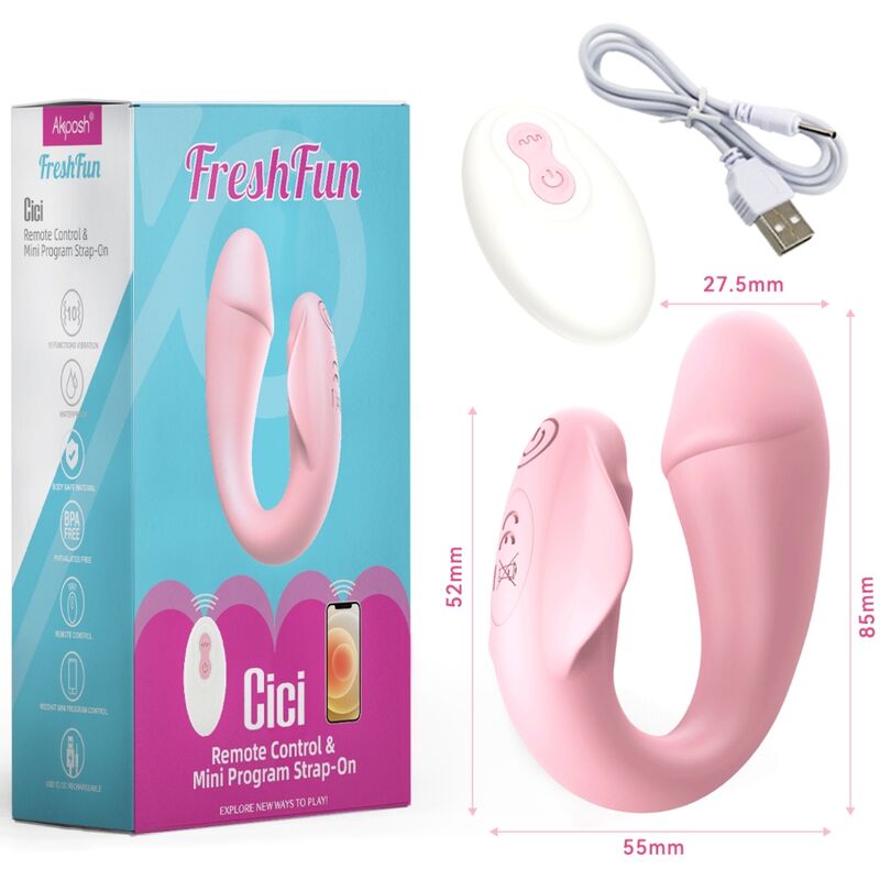 ARMONY - FRESHFUN CICI STAP - ON VIBRATOR REMOTE CONTROL AND APP 10 VIBRATIONS PINK - Kink&Play
