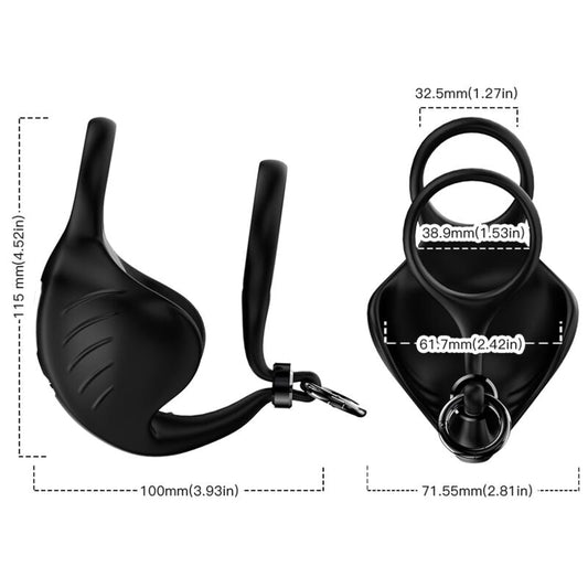 ARMONY - MANTA SCROTUM VIBRATOR RING REMOTE CONTROL BLACK - Kink&Play
