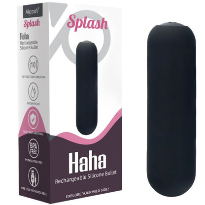 ARMONY - SPLASH HAHA VIBRATOR BULLET SILICONE 10 VIBRATIONS 75 X 19 CM BLACK - Kink&Play