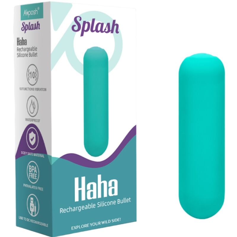 ARMONY - SPLASH HAHA VIBRATOR BULLET SILICONE 10 VIBRATIONS 75 X 19 CM GREEN - Kink&Play