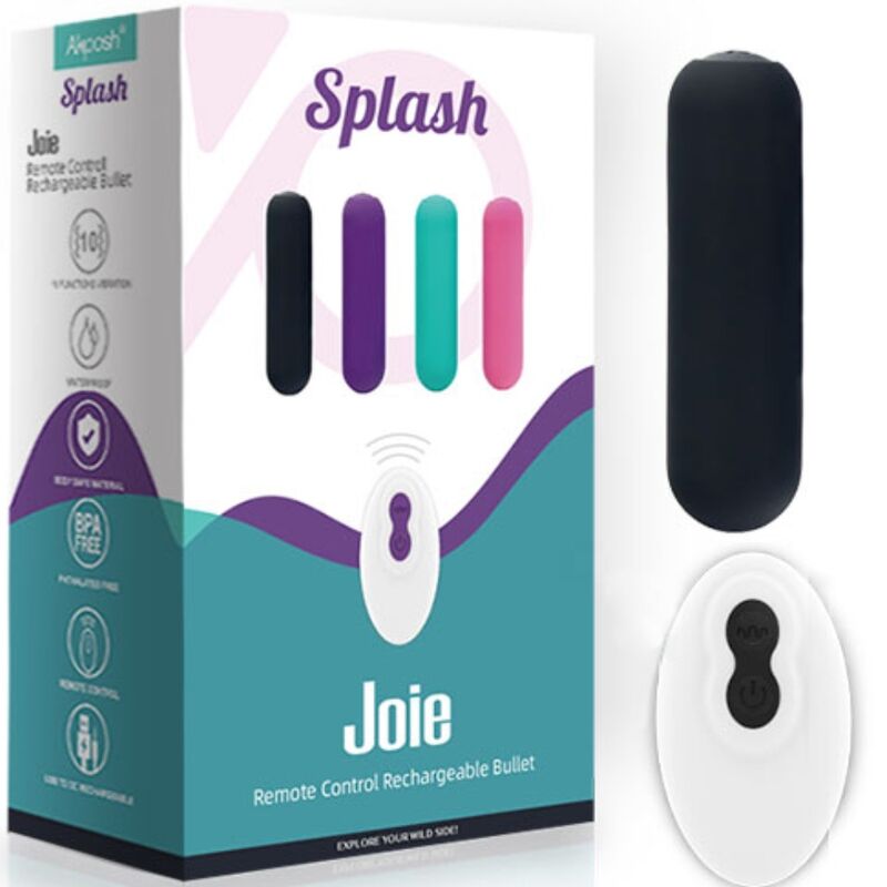 ARMONY - SPLASH JOIE VIBRATOR BULLET SILICONE REMOTE CONTROL 10 VIBRATIONS 75 X 19 CM BLACK - Kink&Play