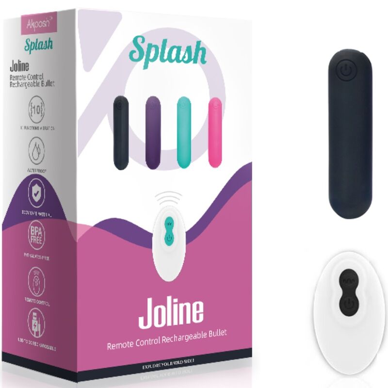 ARMONY - SPLASH JOLINE VIBRATOR BULLET SILICONE REMOTE CONTROL 10 VIBRATIONS 65 X 15 CM BLACK - Kink&Play